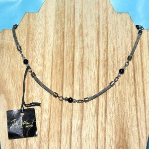 Vintage John Weitz for HICKOK Necklace Beaded Black Beads Silver Tone WITH TAG